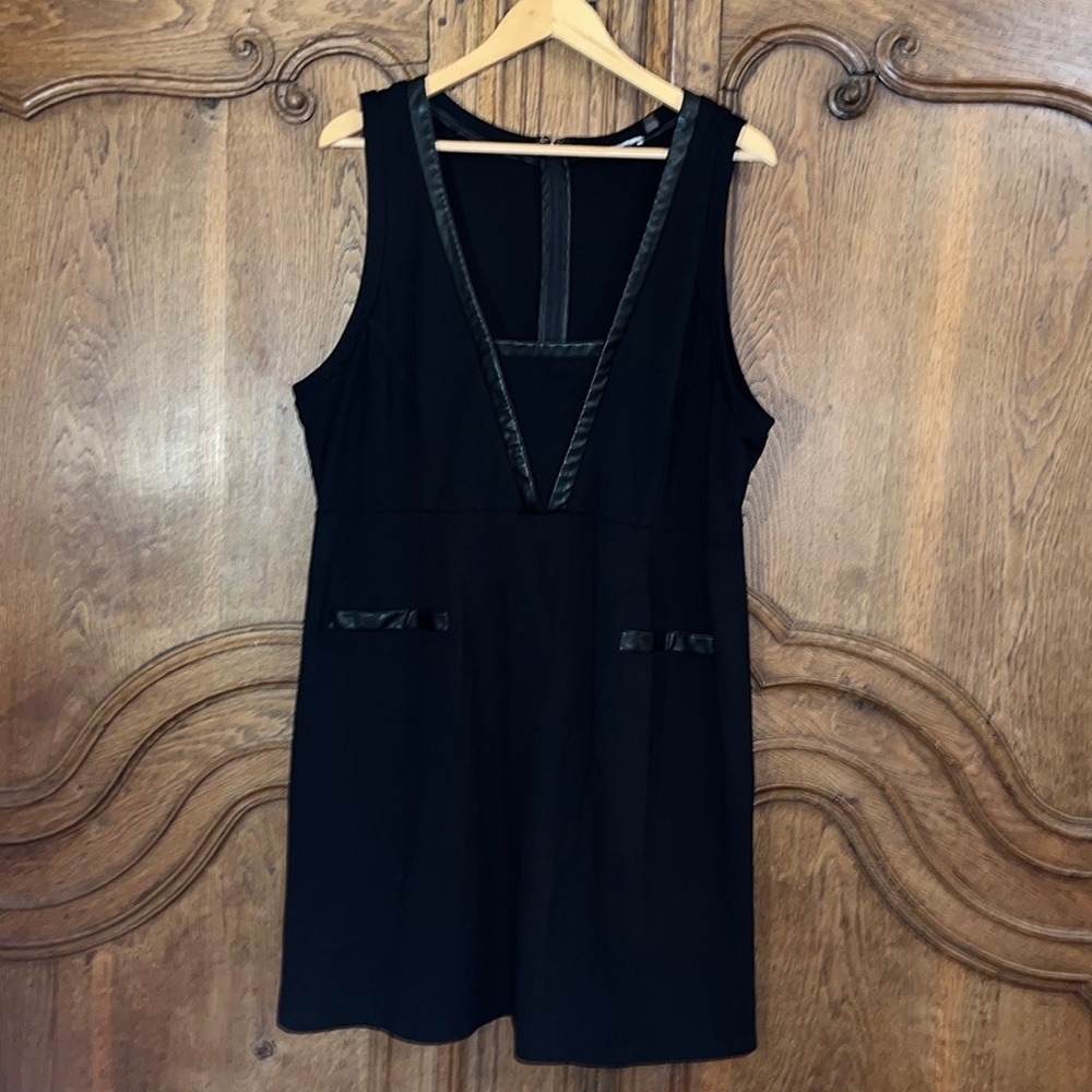Dex Black Knit & Faux Leather Dress
